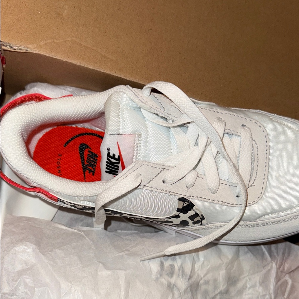 Nike White Sneakers with Leopard and Red Accents - Picture 3 of 6